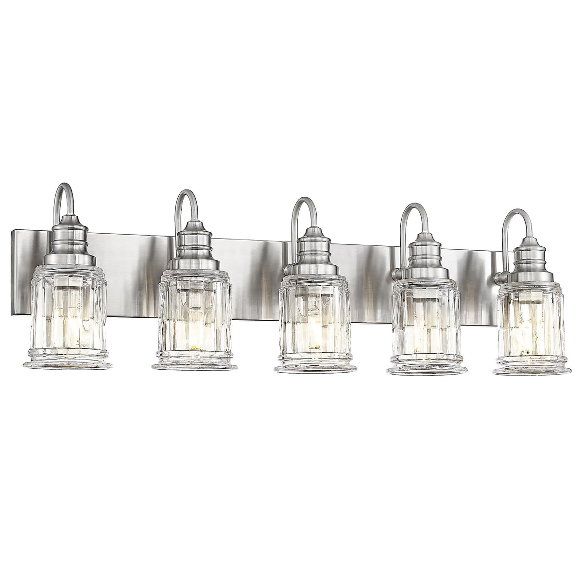 HWH 4-Light Bathroom Vanity Light, Wall Light Sconces for Bathroom, Dressing Table, Black Bathroom Mirror Wall Light with Bell-Shaped Clear Glass, Matte Black Finish, 5HZG106B-4W BK