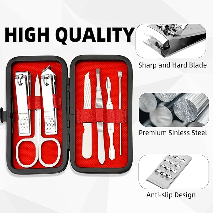 Manicure Kit for Men Women Nail Clippers Pedicure Tools Kit Travel Nail File Toe Set Finger Grooming Kits Christmas Birthday Gifts Ideas Stocking Stuffers Kids Adults Teens Boys Girls Friends(Silver)