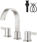 Aolemi Bathroom Faucets 3 Hole,8 Inch Widespread Waterfall Bathroom Sink Faucet,2 Handles Vanity Faucet with Pop-up Drain and Supply Hose,Brushed Nickel