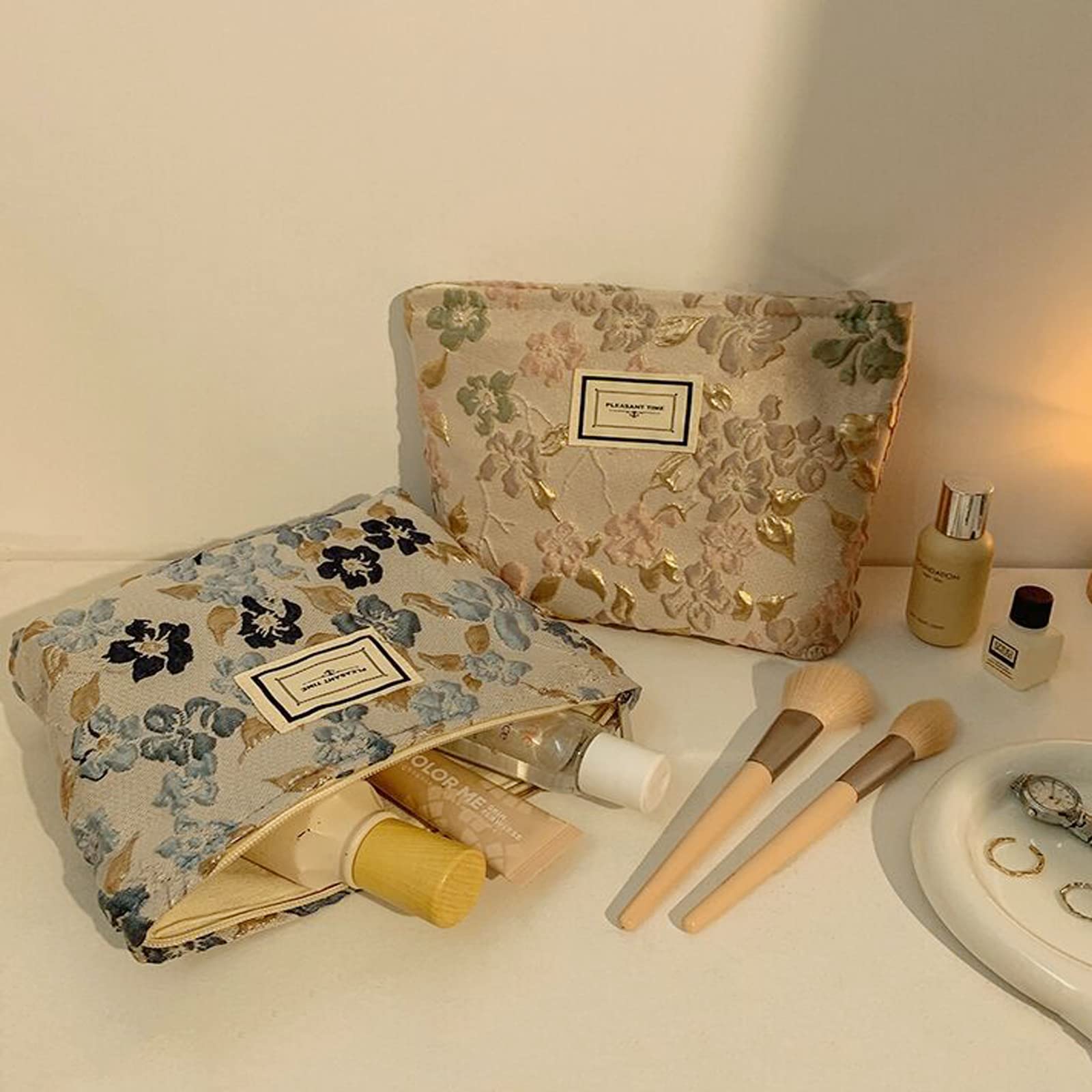 SxoSyo Flowers Makeup Bag, Fabric Cosmetic Bags
