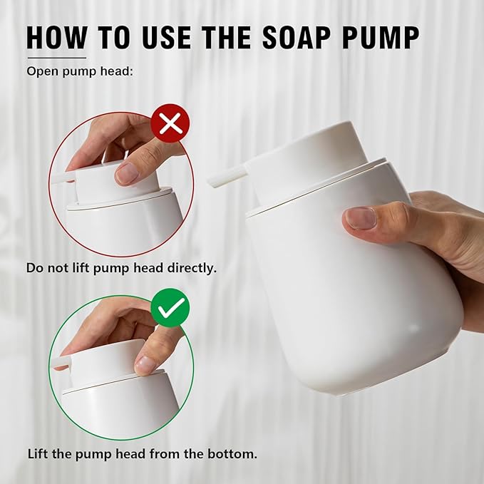Agyiuns Soap Dispenser, Ceramic Foaming Soap Dispenser with Easy-to-Press Pump for Bathroom (White Foam Dispenser)