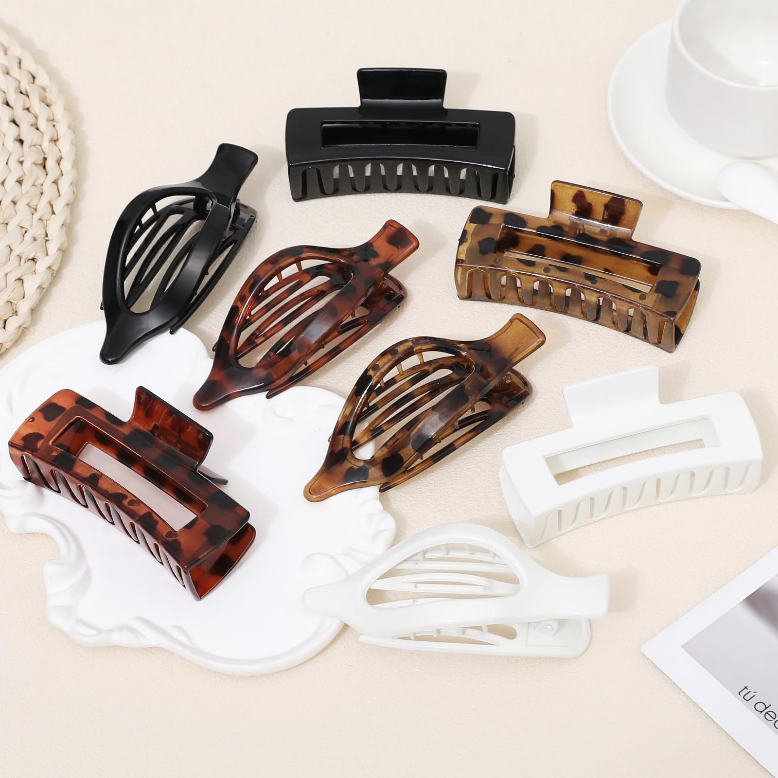 CHANDAT Hair Clips for Women, Flat Hair Clips, 8 pcs, 2style - Leopard