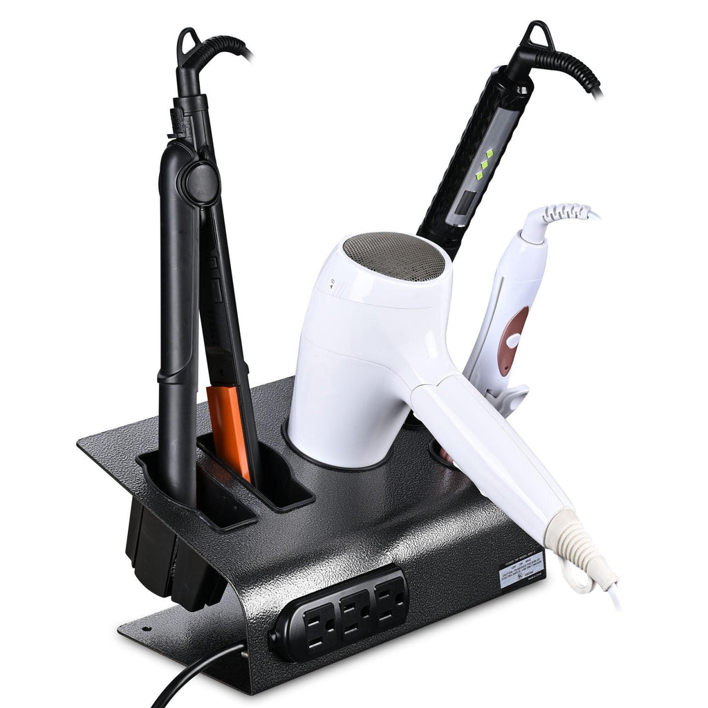 BYOOTIQUE 6-Hole Tabletop Blow Dryer & Hair Iron Holder Salon Stand Pack 2