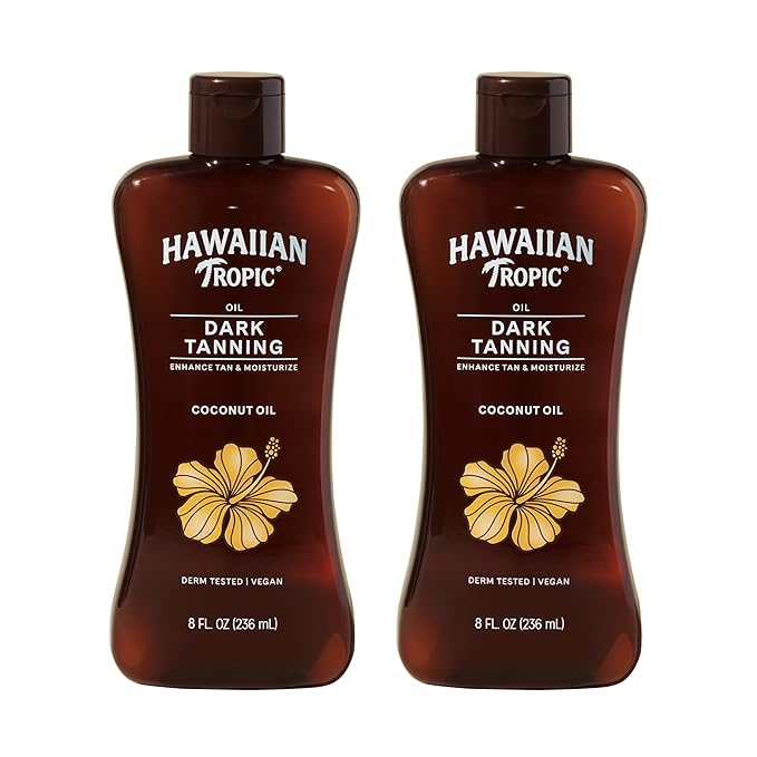 Hawaiian Tropic Dark Tanning Oil, 8 Fl Oz | Moisturizing Body Oil with Cocoa Butter, Tan Enhancer, 8 Fl Oz each Twin Pack