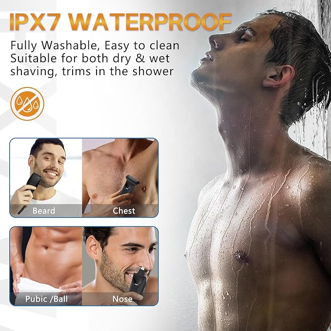 Beatslm Manscape Body & Beard Trimmer for Men, IPX7 Waterproof Groomer Kit