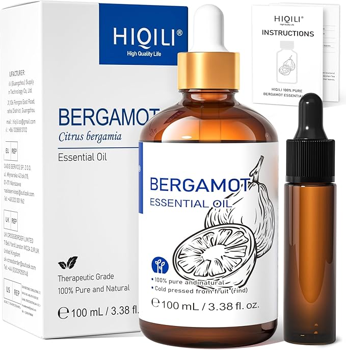 HIQILI Bergamot Essential Oil for Diffuser, Skin & Hair