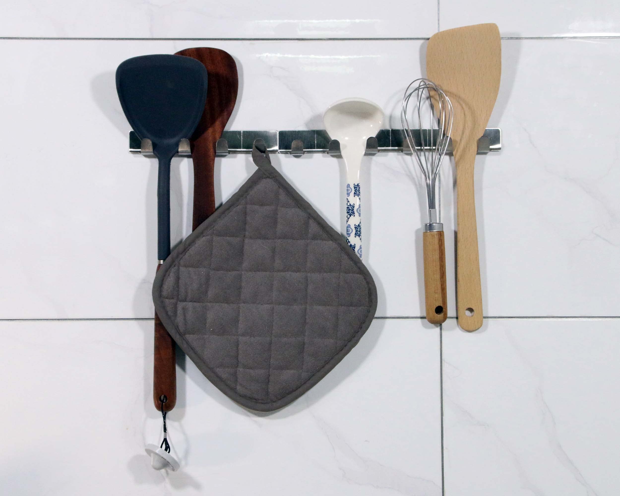 5 PCS Pot Holders for Kitchen, Cotton Potholers with Great Heat Resistance, Hot Pads, Trivets for Cooking and Baking Grey
