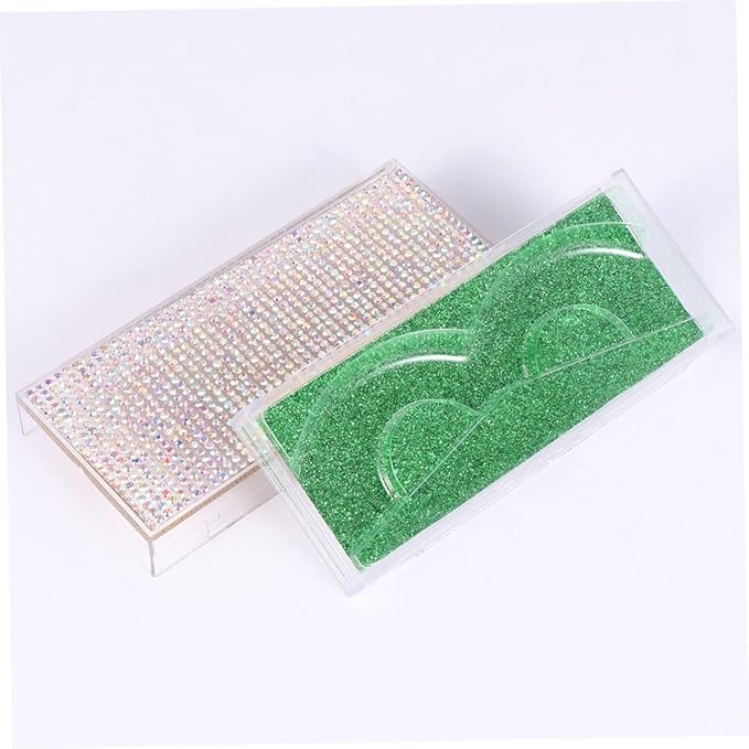 SOESFOUFU Shiny Eyelash Storage Case Set 2pcs Rhinestone Lash Containers Stylish Convenient