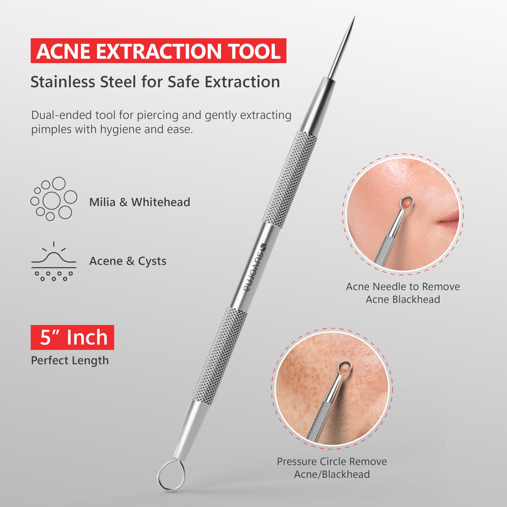Suvorna Skinpal milia Remover Tool, Pimple Popper, Extractor for Pimple, Blackhead, Whitehead, Comedone, Acne, Zit, Blemish, Cyst, Spot, Lancet Needle for face Popping, Lancet for Facial Extraction.