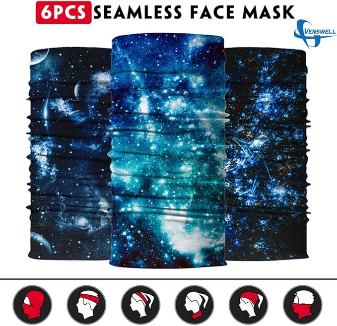 Neck Gaiter Mask, Sun Mask, Rave Bandana Face Mask, Seamless Face Scarf, Headband for Men Women (A-Lightning)