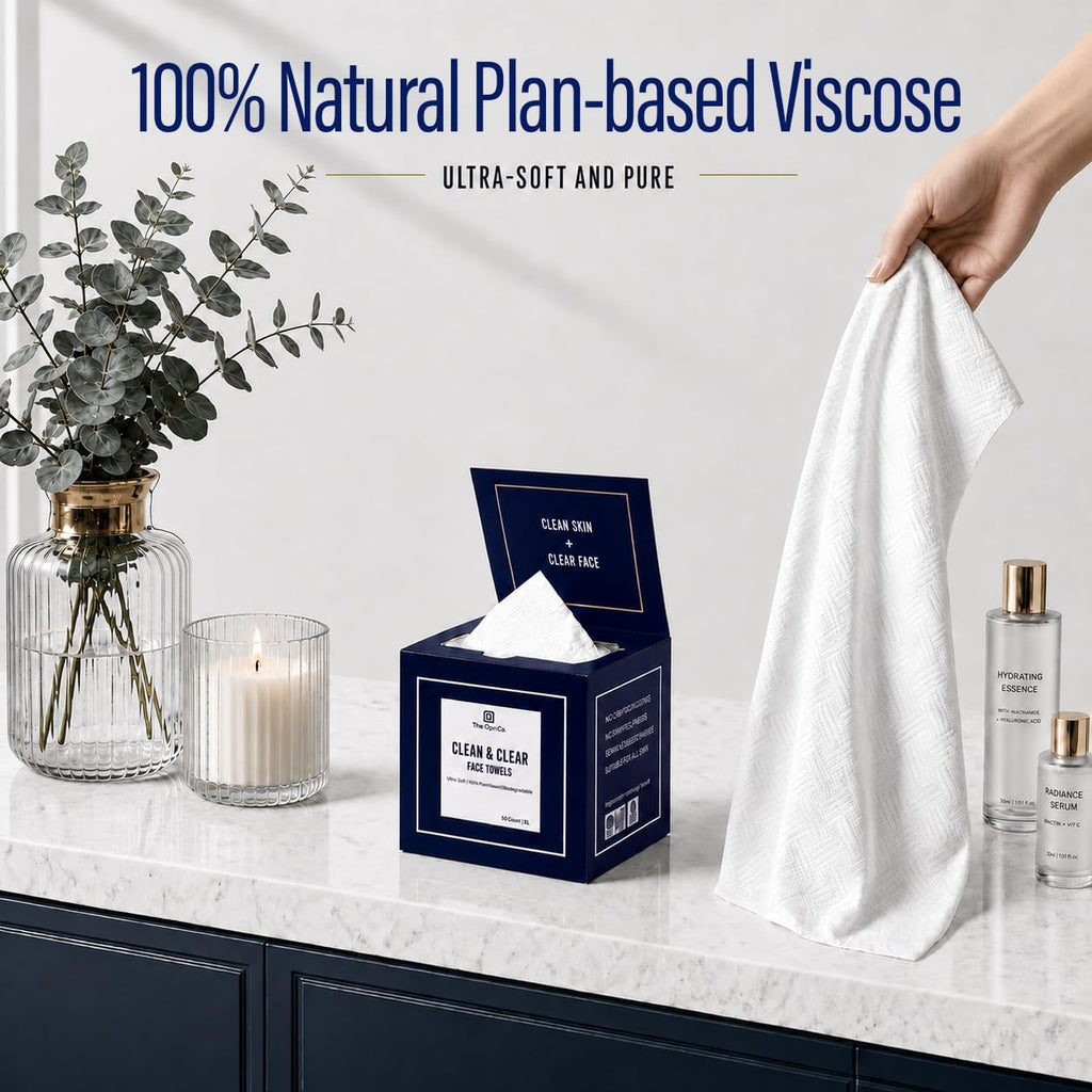 The Clyn Co. Clean & Clear Disposable Face Towels for Sensitive Skin, 50 Ct