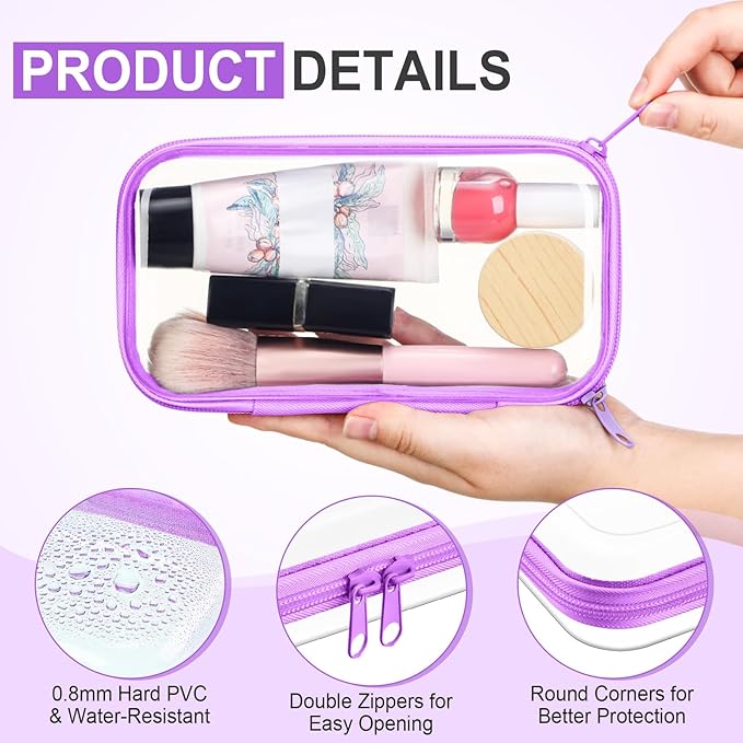 Sanwuta 10 Pcs Hard Zipper Case Clear Hard Pouches Plastic Zipper Pencil Portable Box Toy Storage Bins Plastic Container for Travel Toiletry Office Cosmetic Block Puzzle Organizer (S,Macaron Color)