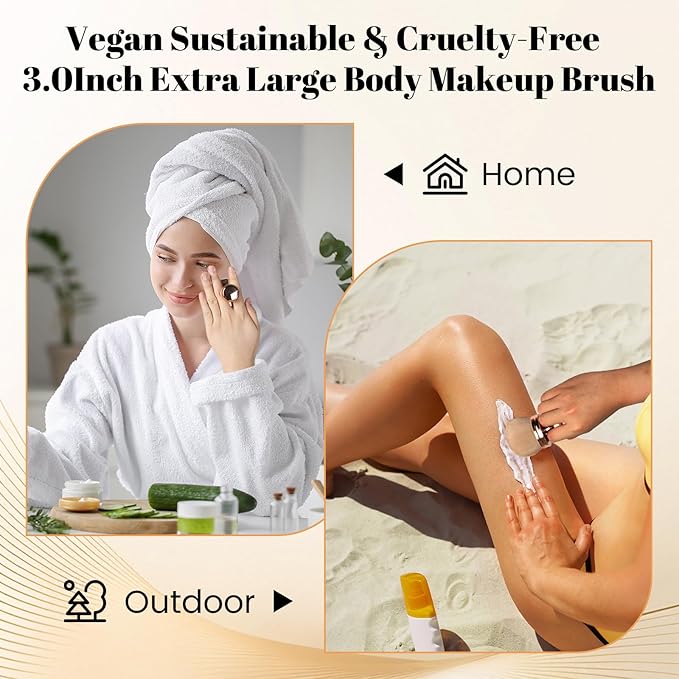 Extra Large Body Makeup Self Tanner Brush 3.0in Round Vegan Kabuki Brush