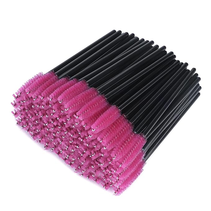 G2PLUS 300PCS Eyelash Brush, Disposable Mascara Wands Applicator Makeup Tools, Eyebrow Spoolies Brush for Eyelash Extensions and Brow (Red)