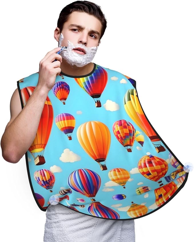 Pinks Cherry Blossoms Print Beard Bib Shaving Apron, Beard Hair Trimming Cape Gift For Dad