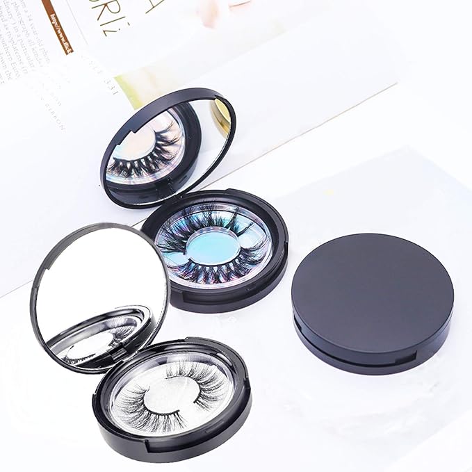 3 Pack Eyelash Storage Case Holder with Mirrow, Empty Eyelash Cases Travel with Lash Holder for for Ladies and Girls