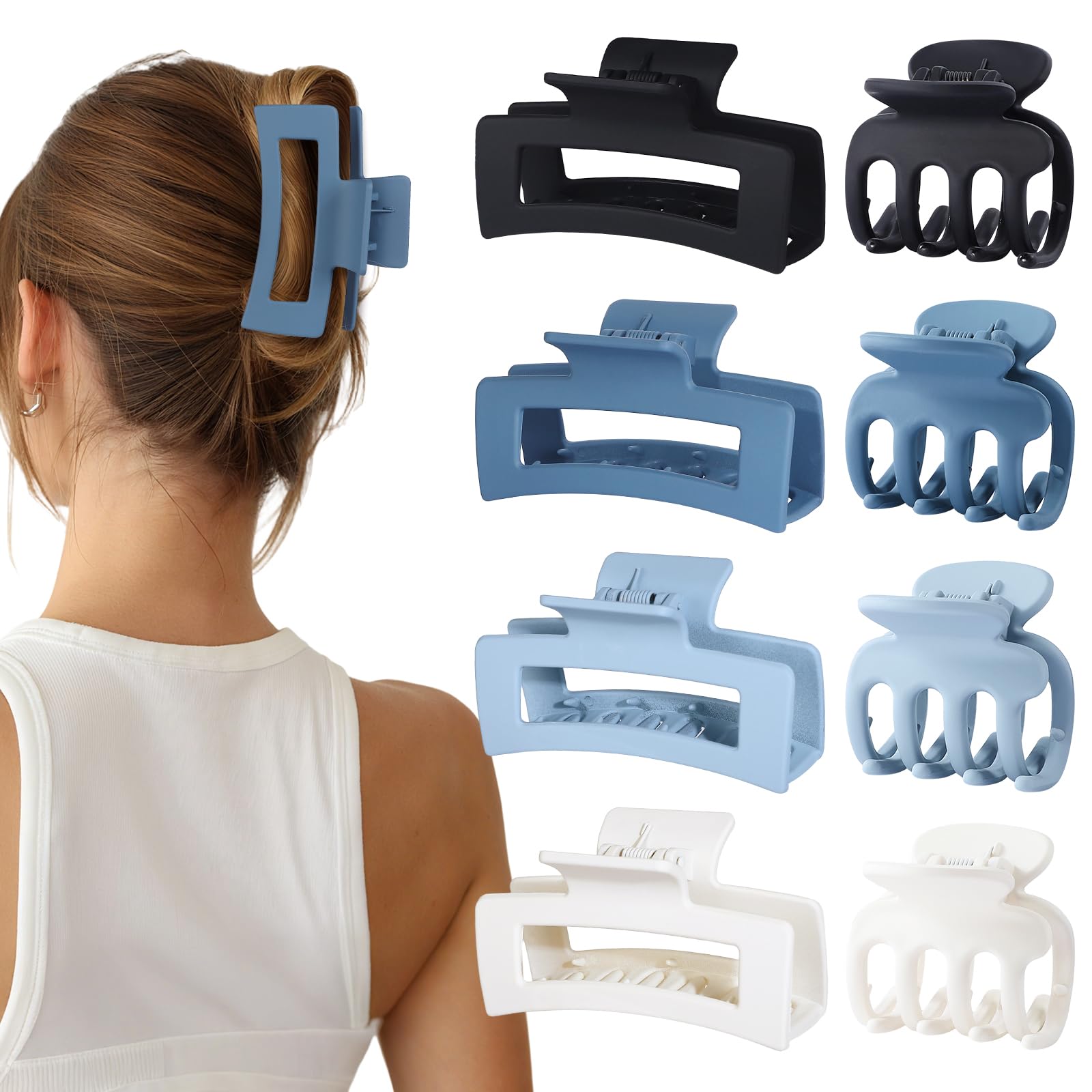 SMKSL 8 Pcs Hair Claw Clips for Women & Girls 2 Styles Hair Accessories