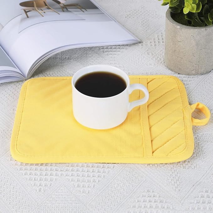 Anyi Pot Holders and Oven Mitts 7" X 9" Heat Resistant Cotton Pocket Pot Holder Set Feature of Non Slip Kitchen Hot Pad Oven Mitts, 3-Pack (Orange)