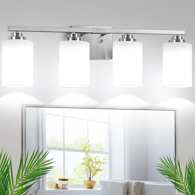 VerRon 4-Light Brushed Nickel Bathroom Light Fixtures Over Mirror 27 Inches
