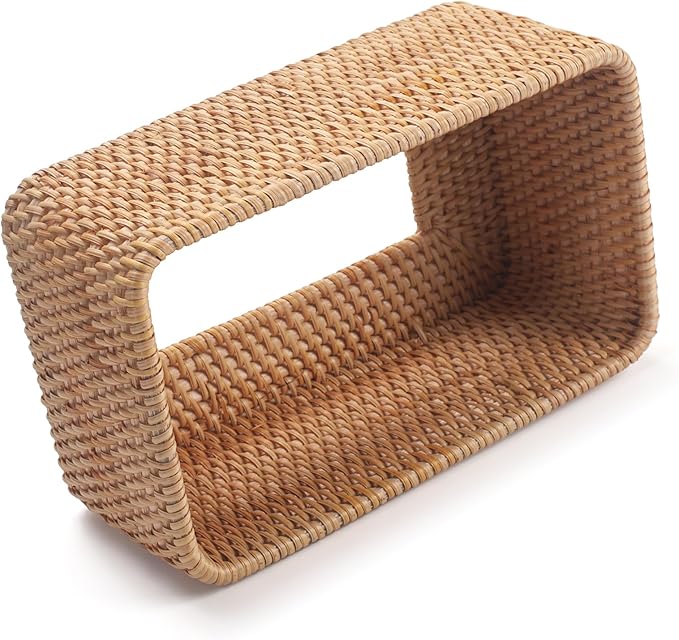 Rattan Tissue Box Cover, Rectangular Wicker Tissue Box Holder, Decorative Woven Facial Tissue Holder for Bathroom, Kitchen, Living Room, Bedroom (Natural)