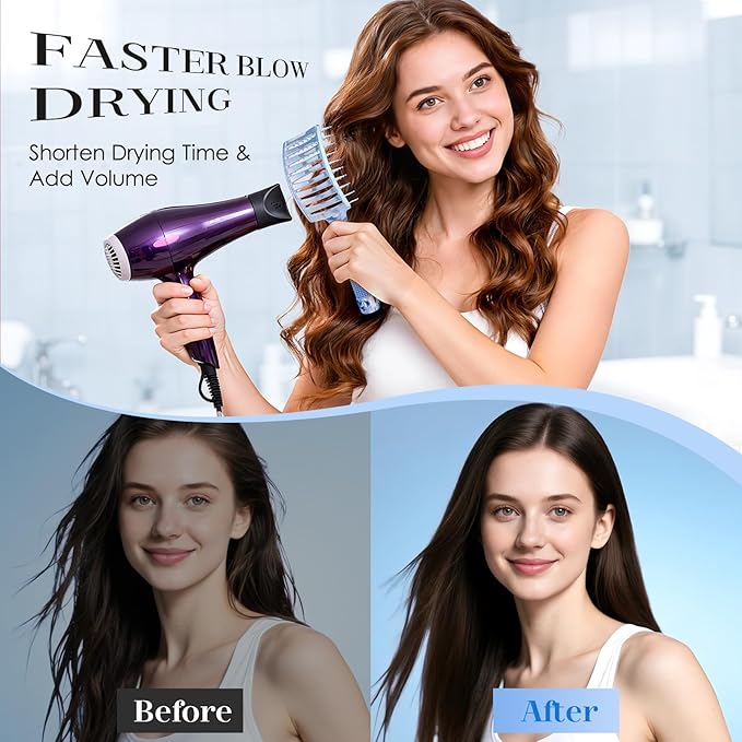 Bsisme Hair Brush Set, Professional Curved Vent Hairbrush for Faster Blow Drying, Detangler Styling Massage Brushes for Women Men Kids Wet Dry Curly Thick Fine Tangled Hair