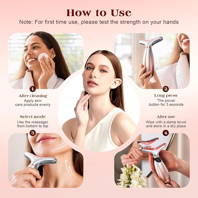 Pedete Facial Massager, 7 Colors Red Light Therapy for Face and Neck, Face Lift Device with 113°F Heating Vibration for Multi Skin Care(Silver)