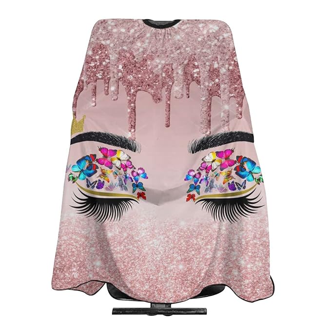Barber Cape Hello Glitters Gorgeous Eyelash Pink Salon Apron Hair Cutting Cape Barbershop Kits For Women-55''X66''