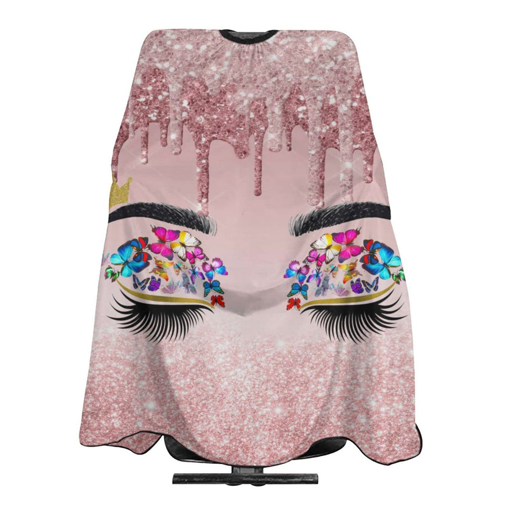 Carwayii Barber Cape Hello Glitters Gorgeous Eyelash Pink Salon Apron Hair Cutting Cape Barbershop Kits For Women-55''X66''