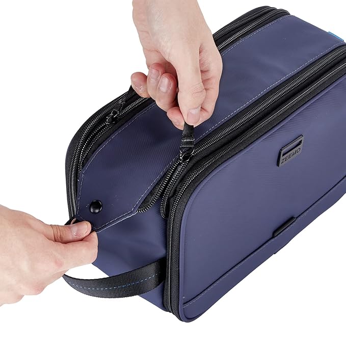 ZEEMO Trevel Toiletry Bag for Men, Full Open Dopp Kit with Dual Compartment