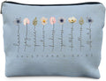 Likjad Christian Gifts Makeup Bag, Floral Christian Cosmetic Bags for Women, Galatians 5:22-23 Bible Verse Makeup Pouch（blue