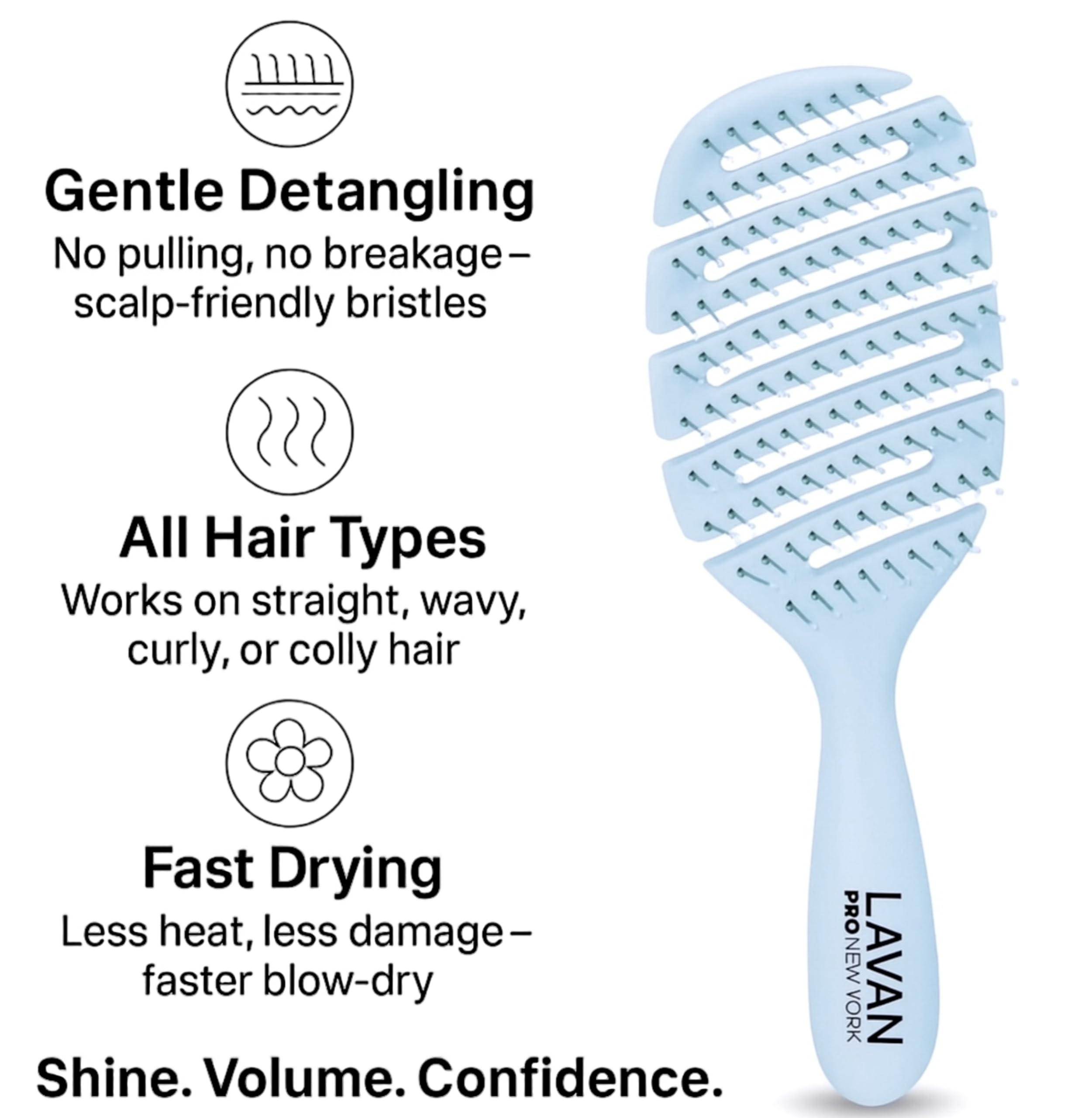LAVANPRO New York Flex Detangling Hair Brush (BABY BLUE)
