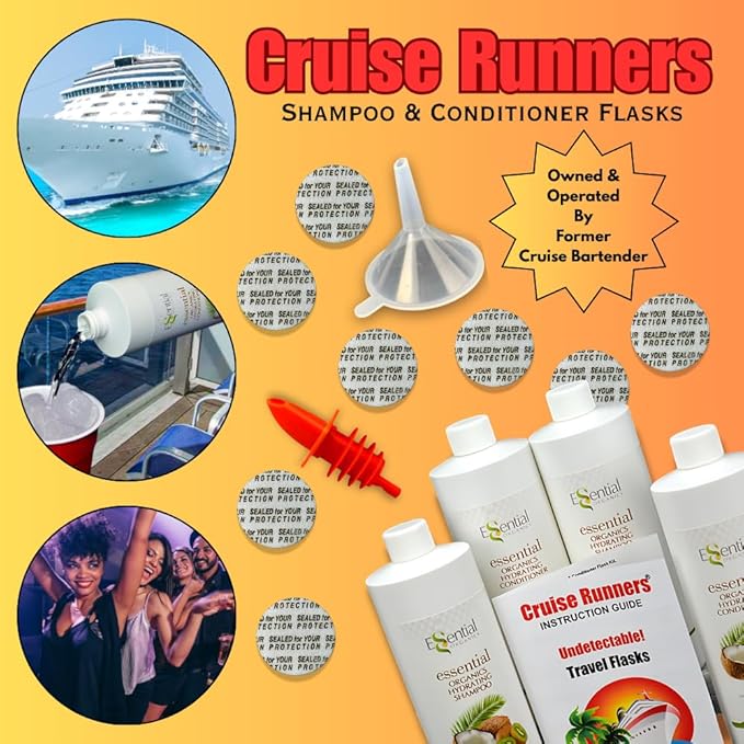 Fake Shampoo & Conditioner By CRUISE RUNNERS Hidden Liquor Alcohol Flasks For Booze Cruise Enjoy Rum Runners 4 Bottles
