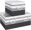 Fab totes Storage Bins [3-Pack], Foldable Storage Baskets for Organizing Toys, Books, Shelves, Closet, Large Storage Box with Rope Handles, Sturdy Organizer Bins,Gradient Grey