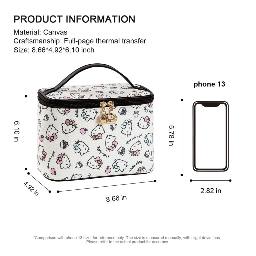 AmBealla Cosmetic Bag Large Makeup Bag Makeup Travel Case with Brush Holder,Canvas Organizer for Women,Toiletry Bag for Skincare&Beauty Tools Sweet Cute for Girls