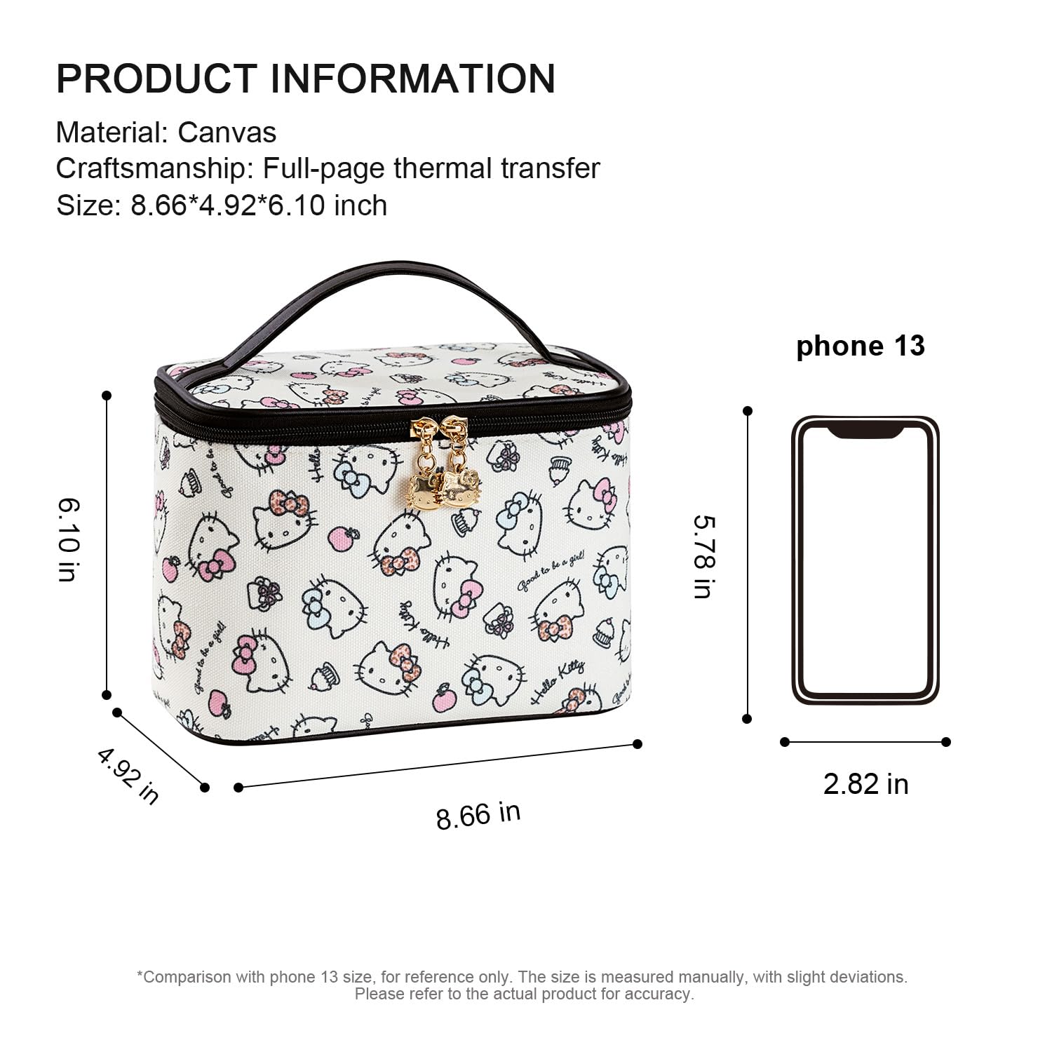 AmBealla Cosmetic Bag Large Makeup Bag Makeup Travel Case with Brush Holder,Canvas Organizer for Women,Toiletry Bag for Skincare&Beauty Tools Sweet Cute for Girls