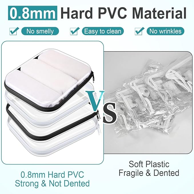 Hoolerry 4 Pcs Hard Clear Zipper Case Makeup Bags Plastic Zipper Pouch Transparent Storage Box Containers for Cosmetics, Snacks, Building Blocks, Puzzles(Clear,9.8 x 7.9 x 2 in,Black and White)