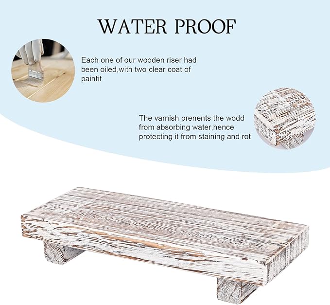 Wood Bathroom Tray Farmhouse Decor Kitchen Soap Holder 8.7"X3.6" Retrowhite