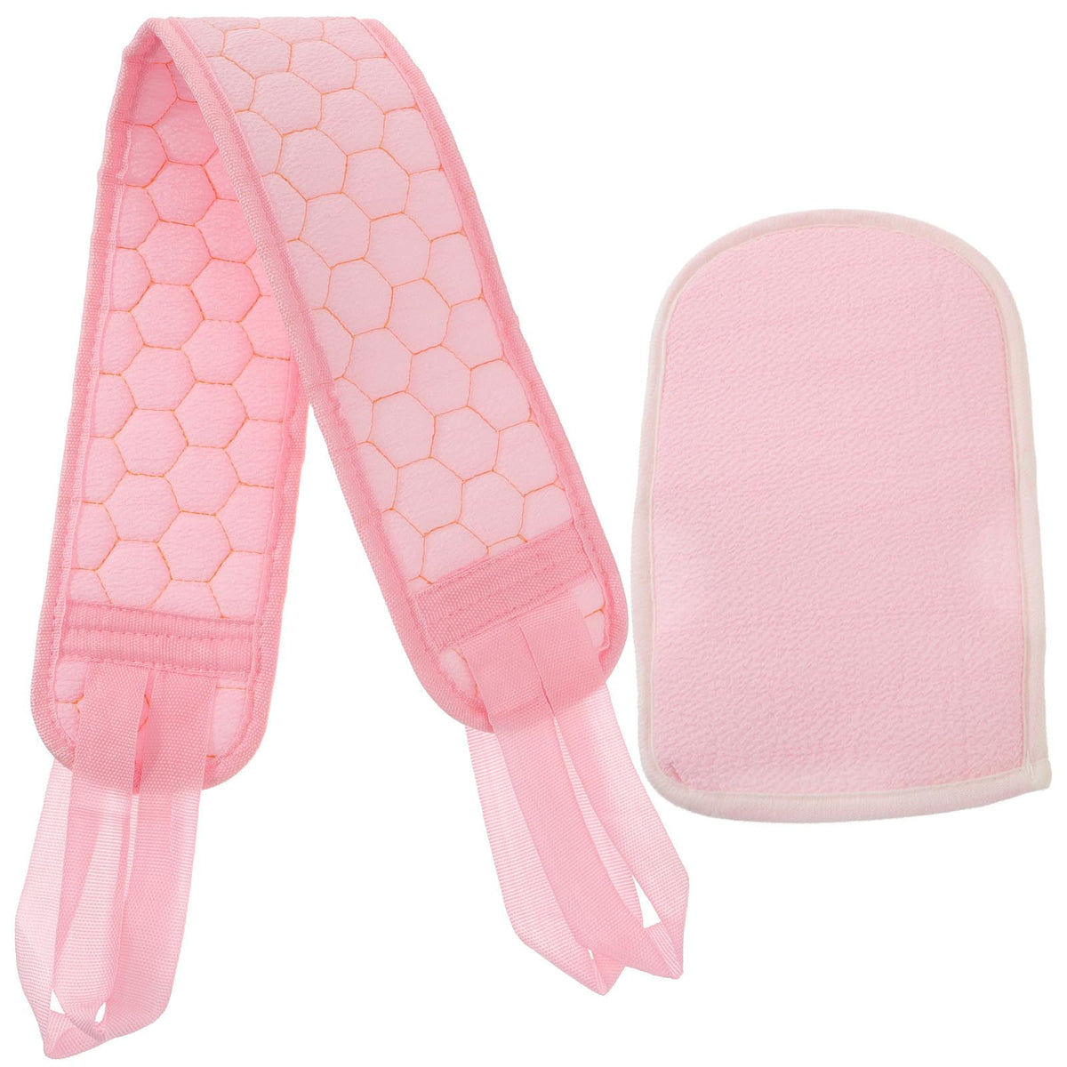 2 Pack Back Scrubber Shower Gloves Plant Sponge Pink Strip