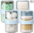 Tbestmax 4 Pack Rotating Qtip Holder Dispenser for Cotton Swabs, Makeup & Hair Accessories, Vanity Organizer with Canisters for Floss Picks, Cotton Balls, Bathroom Essentials Accessories Decor,Blue