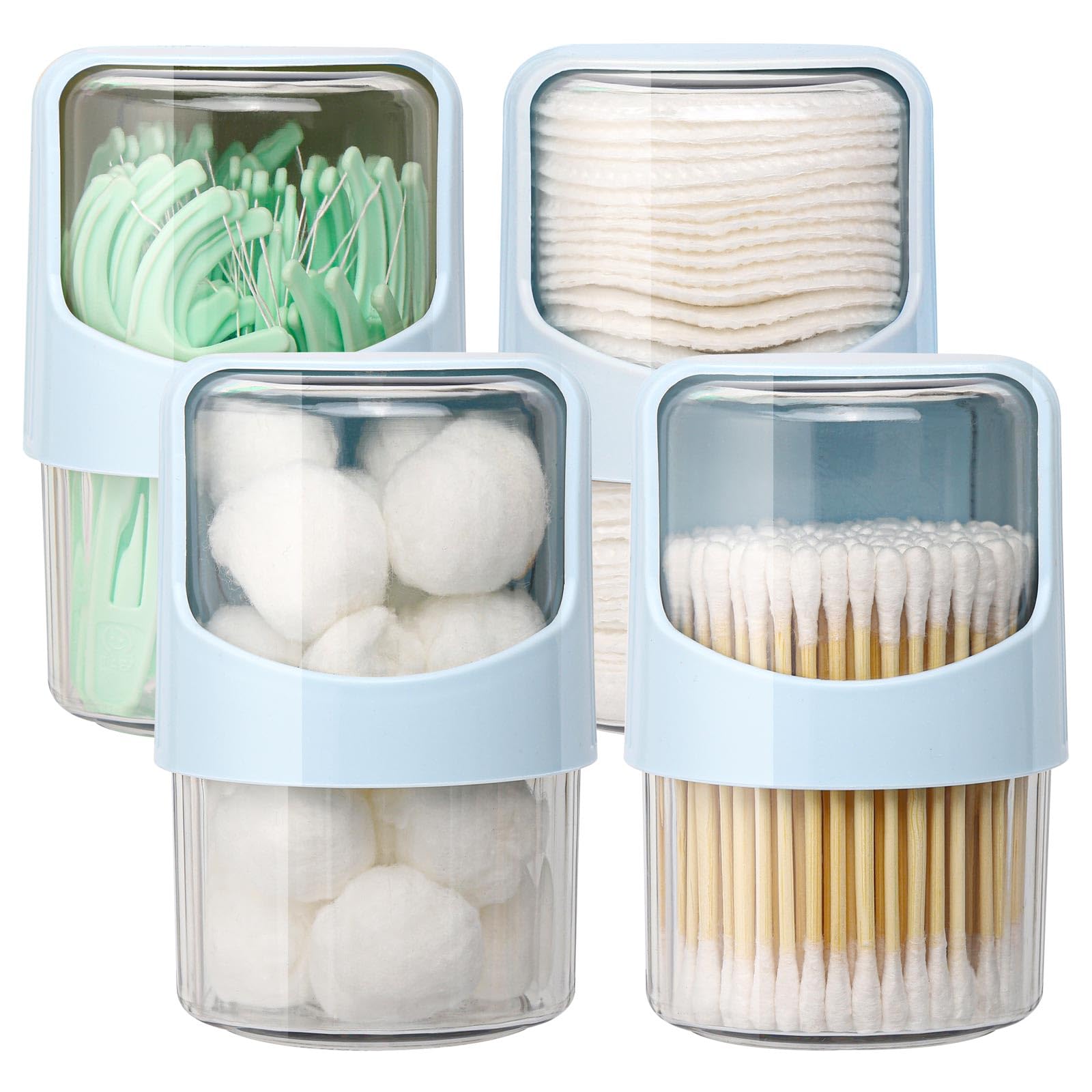 Tbestmax 4 Pack Rotating Qtip Holder Dispensers, Blue