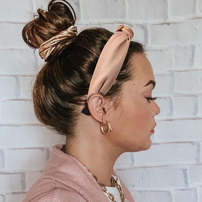 DRESHOW Knotted Headbands - Non-Slip Boho Wide Top Knot Hair Hoops for Women and Girls, 8 Pcs