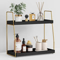 Forbena Black Bathroom Counter Organizer, Tiered Bathroom Organizer Countertop Tray, Corner Makeup Vanity Shelf Organizers and Storage for Men Perfume Skin Care Kitchen Sink Coffee Bar Station