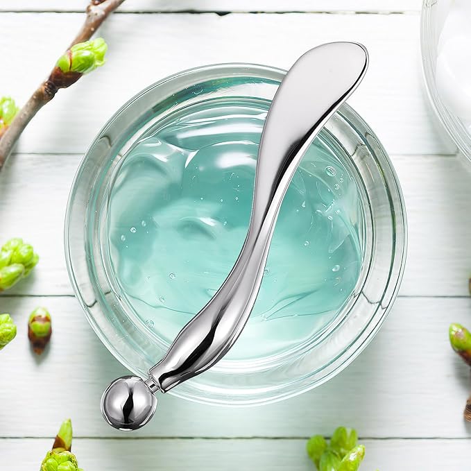 Beatifufu Zinc Eye Spoon 3.74 in Metal Scoop for under Eye Cream Application Massage Tool for Skincare Helps Relieve Fatigue and Support Blood Circulation