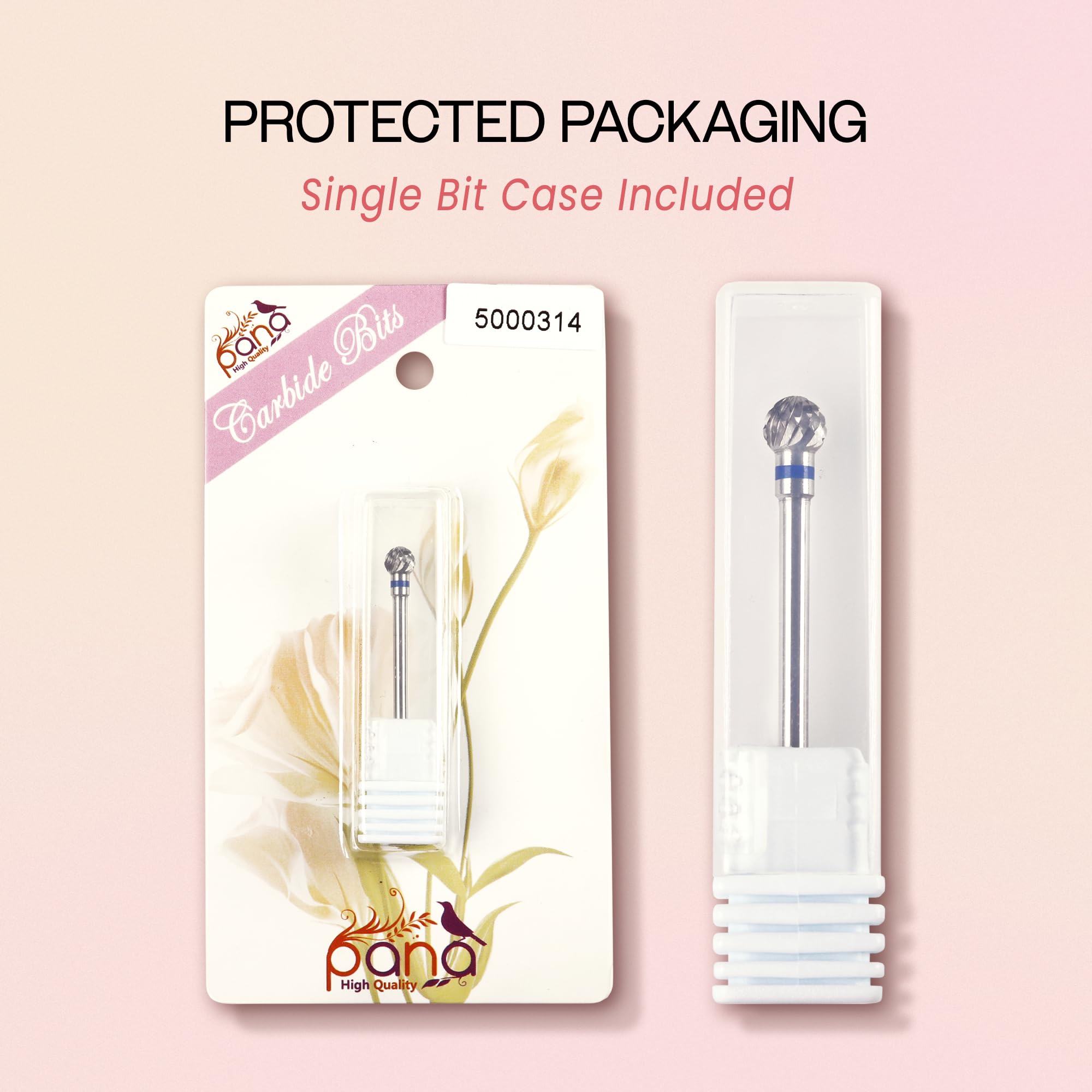 PANA 3/32" Carbide Cuticle Nail Drill Bit for Cuticle Cleaning, Dead Skin Removal, Gel Polish & Acrylic Removal, Under Nail Cleaner, Nail Salon, Manicure Tools (Large Ball Head - Silver, Medium)