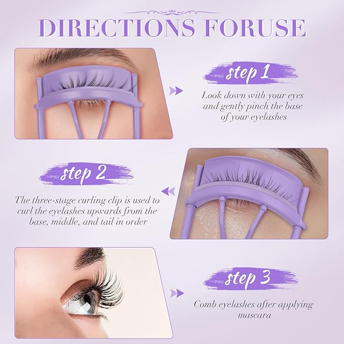 ODELY Eyelash Curler with Pads, Lash Curler with 10 Extra Silicone Replacement Pads, Comfortable Grip for Effortless Curling – Eyelashes for The Perfect Eye Contour (Hyacinth Purple)