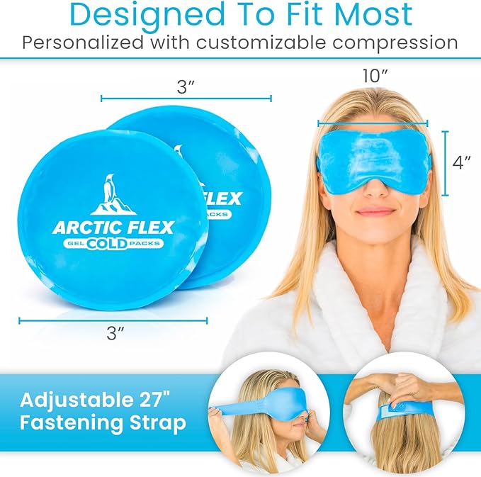 Artic Flex Heated & Cooling Eye Mask for Sleeping - Reusable Gel Ice Pack for Tension Relief, Migraines, Skin Puffiness, Sleep - Hot & Cold Therapy Spa Treatment - Dry Eyes, Dark Circles, Eye Bags