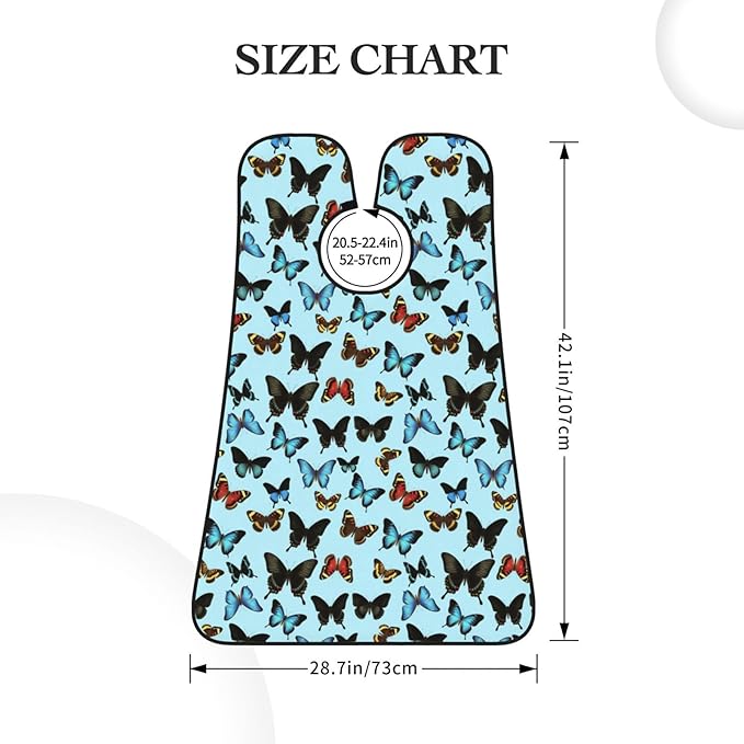 Beard Bib with 3 Suction Cups, Non-Stick Waterproof Hair Catcher Apron, Men's Shaving Essential for Grooming, Gothic Black Butterflies Light Blue Butterfly Shave Bib