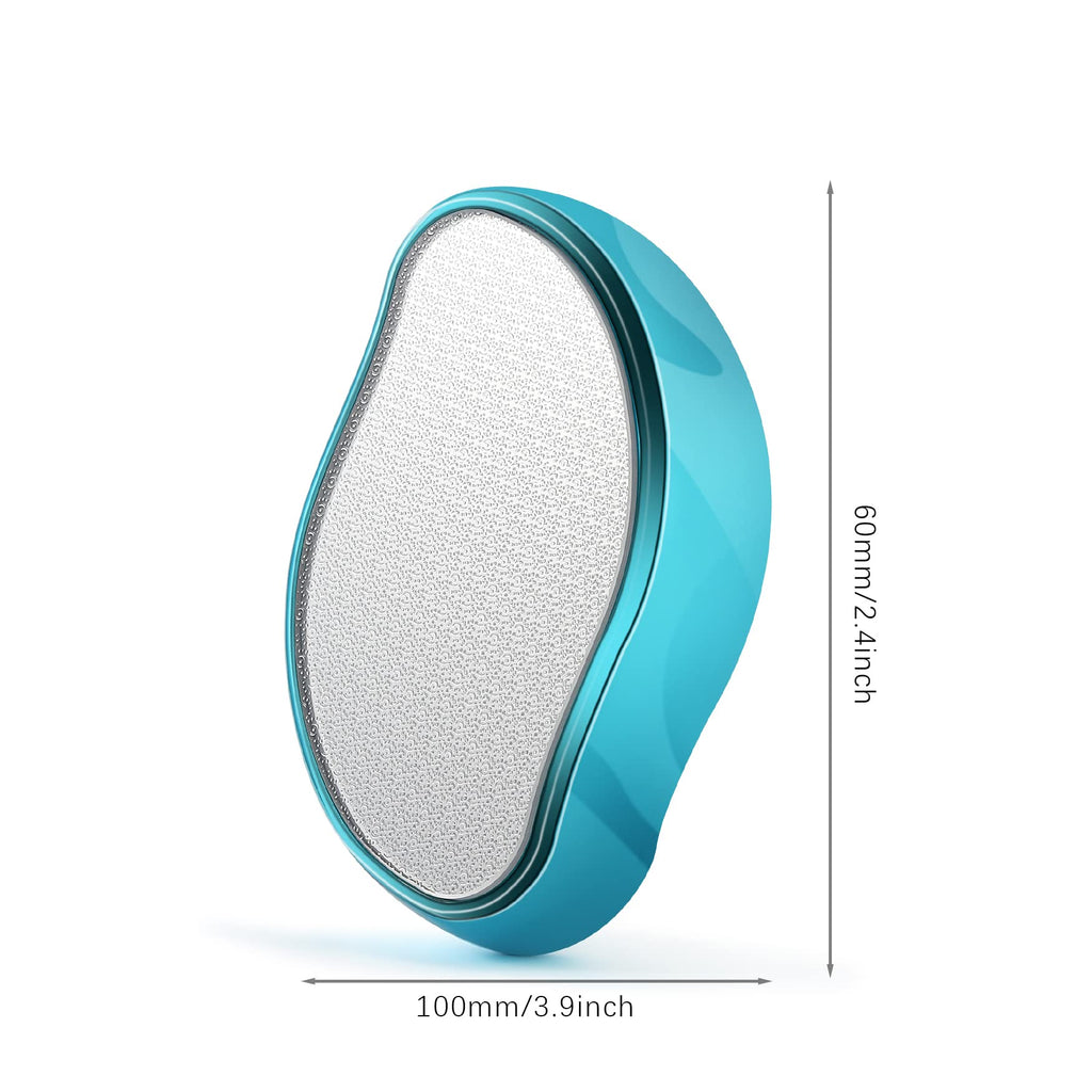 BEZOX Glass Foot File, Foot Scrubber Callus Remover for Wet and Dry Feet, Portable Handheld Sized Foot Scraper for Cracked Heel - Shinning Blue