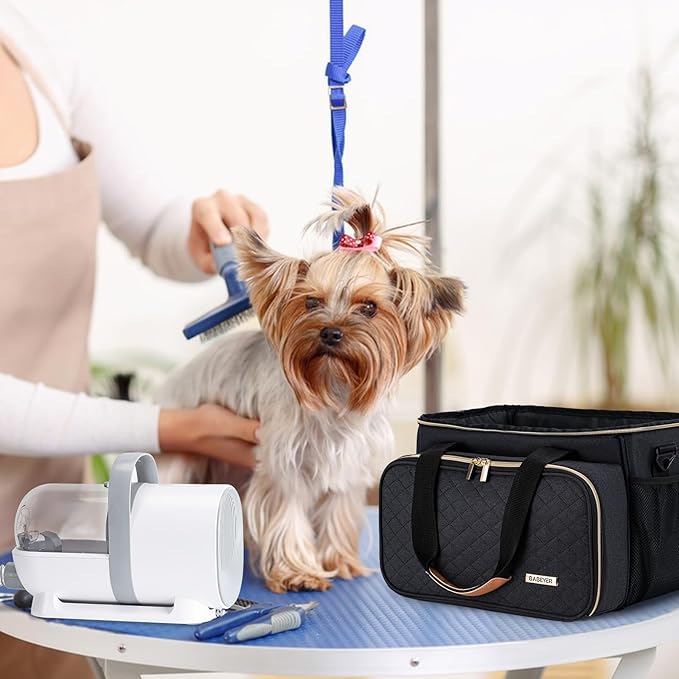 BABEYER Dog Grooming Vacuum Bag, Pet Grooming Kit Bag Perfect for Dog Hair Vacuum & Grooming Tool Kit Accessories- Black