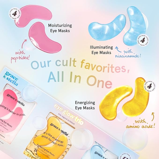 grace & stella Under Eye Patches (12 pairs) Eye Masks for Puffy Eyes and Dark Circles - Gifts for Women, Bridesmaids, Birthdays, Bachelorette Party, Self Care Gifts for Women - Vegan Cruelty-Free